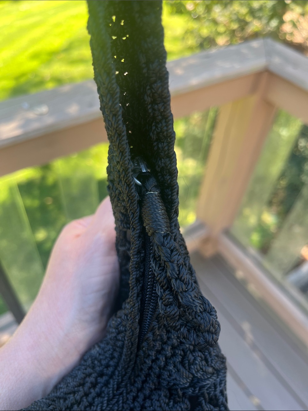 The SAK Black Crochet Shoulder Bag for Women - Classic Knit Tote - Picture 3 of 11